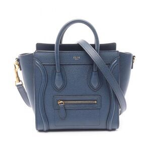 Celine Luggage Nano Shopper Handbag Leather Blue